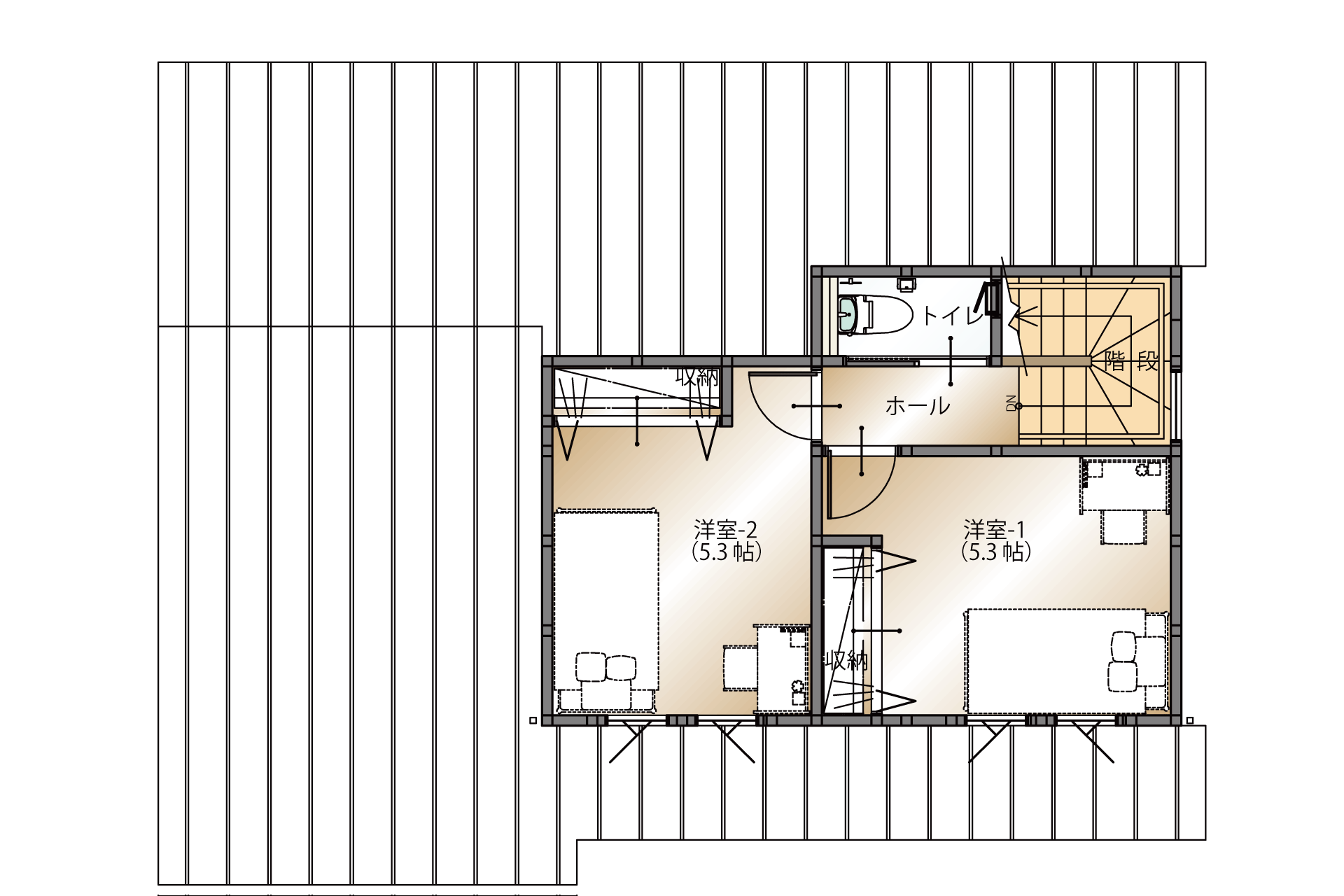 山梨県甲府市増坪町D1号棟（建売住宅）の2階平面図