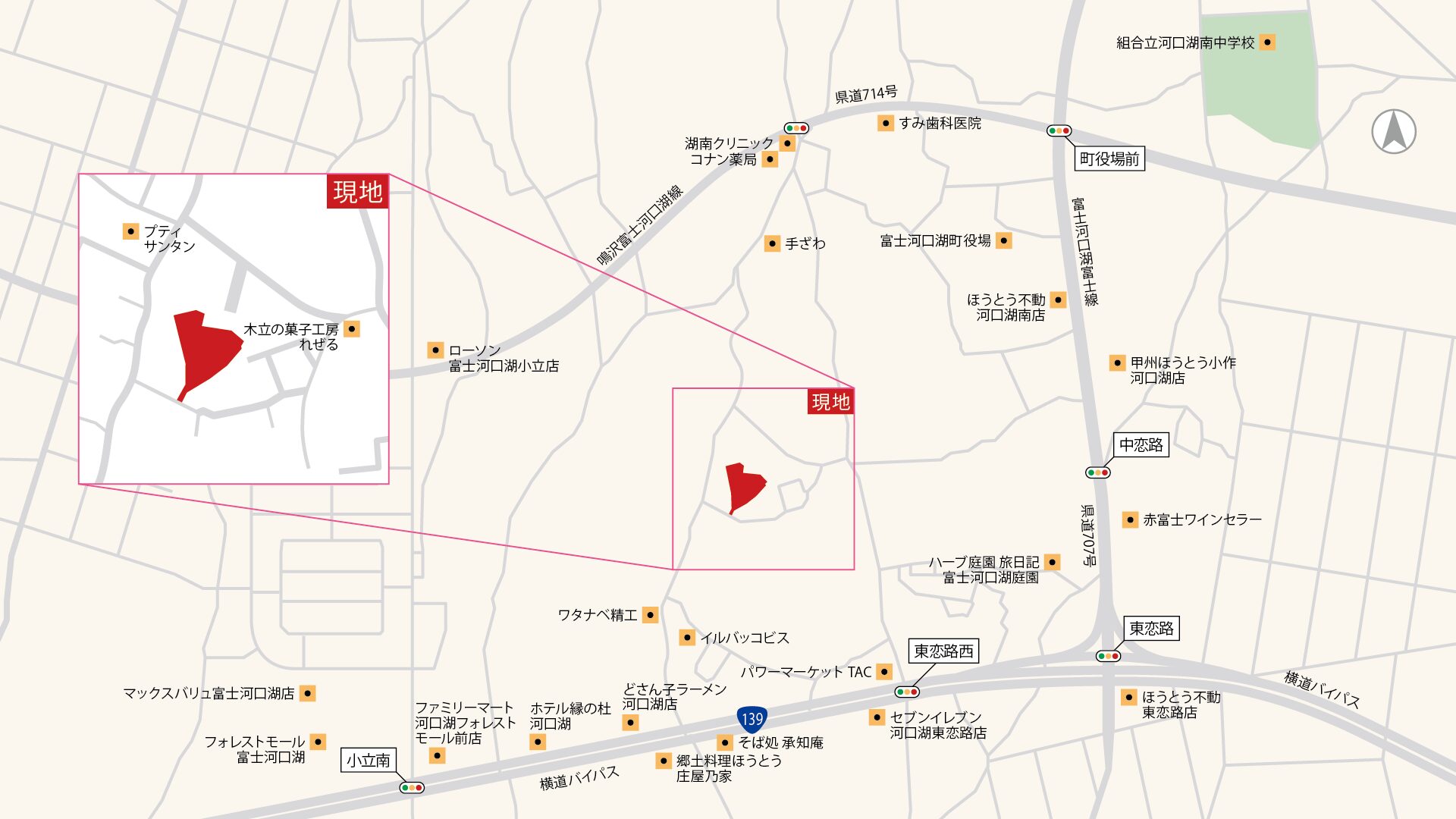 山梨県南都留郡富士河口湖町小立（分譲地：全1区画）の富士河口湖町小立案内図