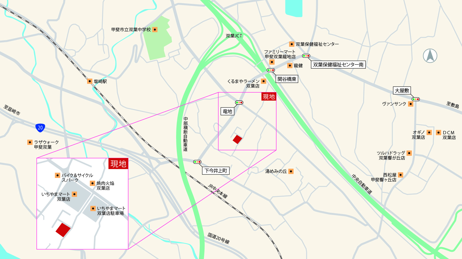 山梨県甲斐市下今井G-B（分譲地：全5区画）の甲斐市下今井G-B　案内図