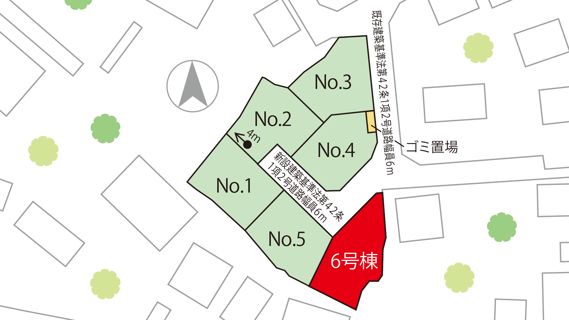 山梨県甲府市上石田C 6号棟（建売住宅）の甲府市上石田C6　区画図