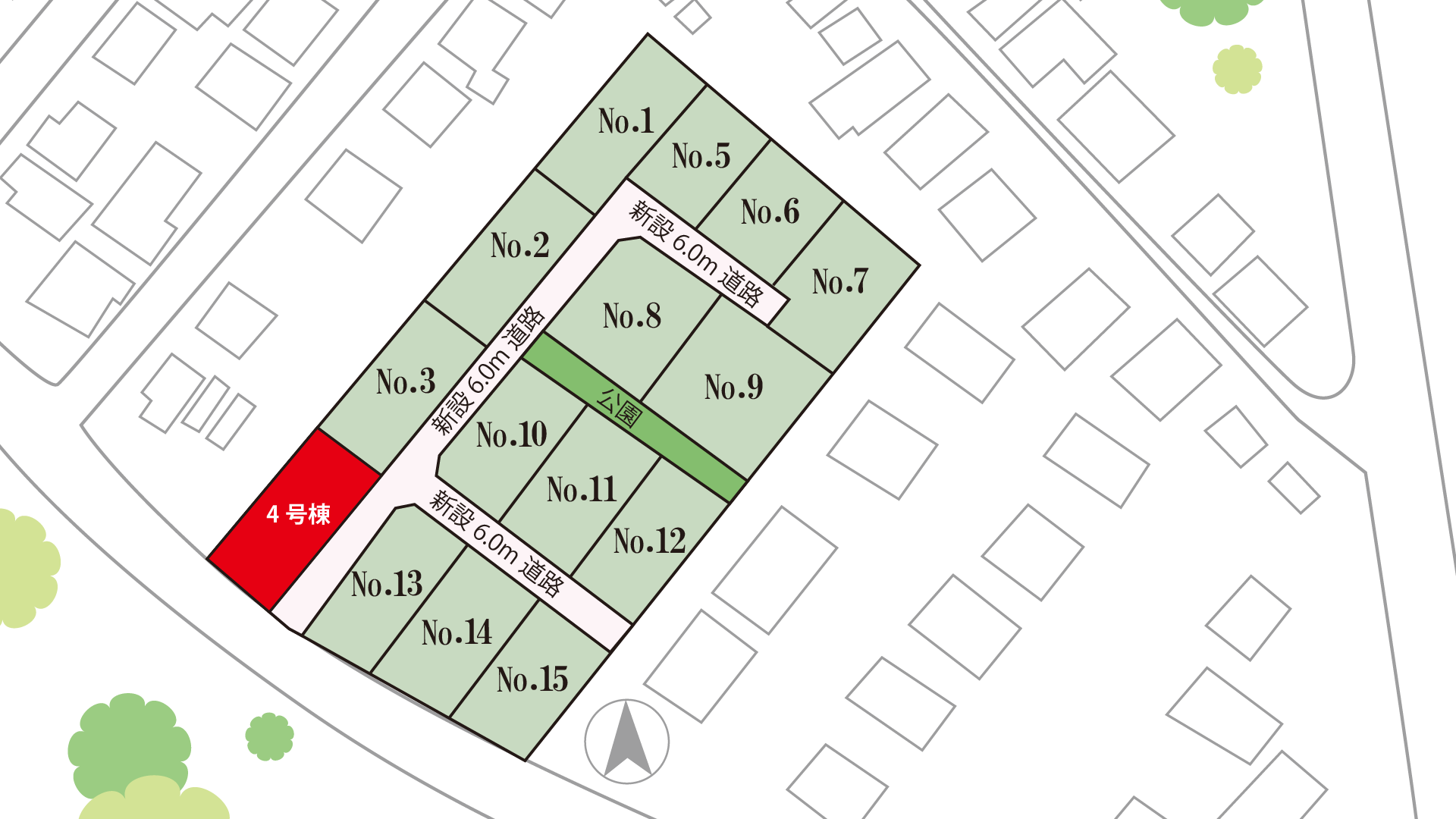 山梨県甲斐市下今井F 4号棟（建売住宅）の区間図